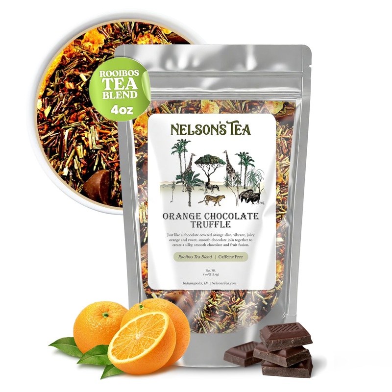 Nelson'S Tea - Orange Chocolate Tea Loose Leaf - Cut & Sifted Truffle Tea With Green Rooibos, Red Rooibos And Orange Peel (4 Oz)