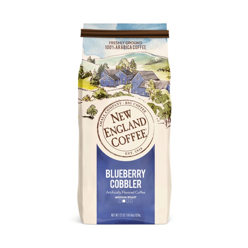 New England Coffee Blueberry Cobbler Medium Roast Ground Coffee, 22Oz Bag (Pack Of 1)