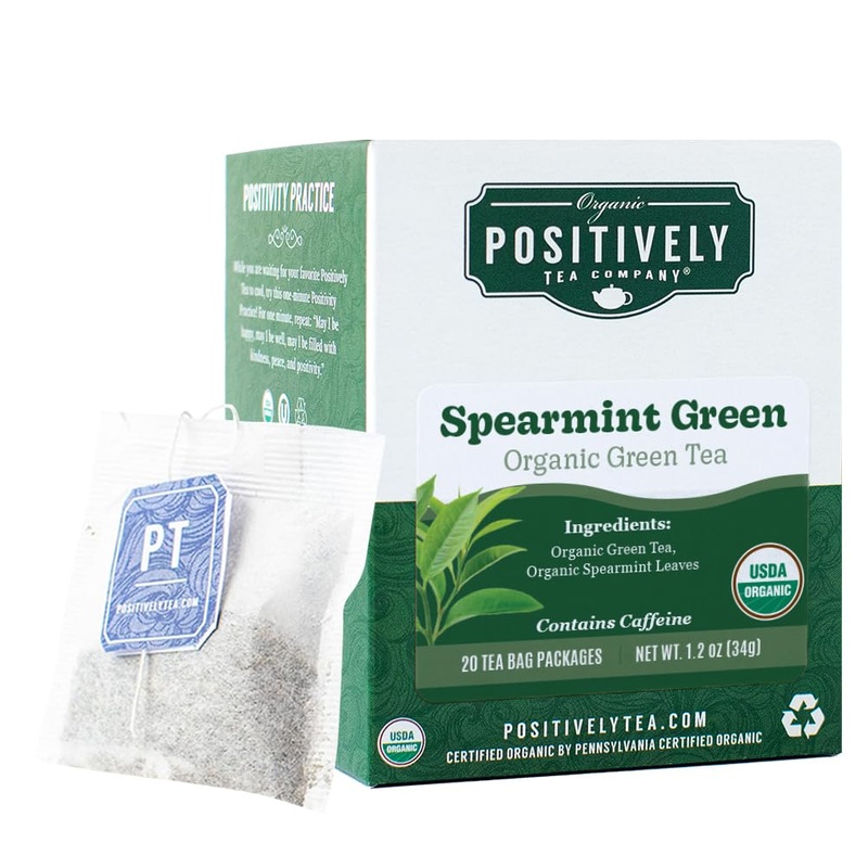 Organic Positively Tea Company, Spearmint Green Tea Bags, 20 Count