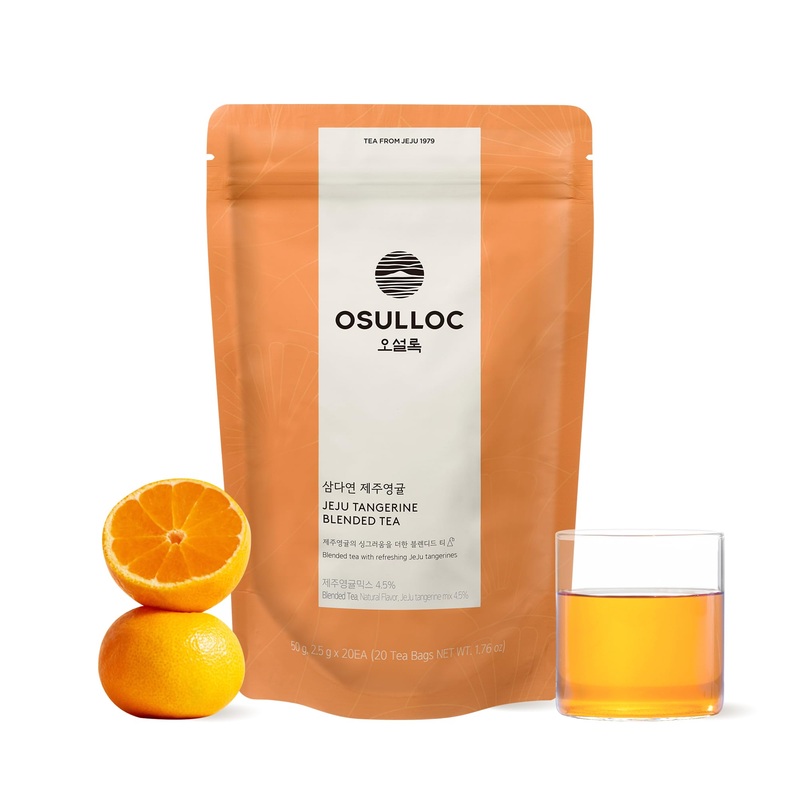 Osulloc Tangerine Tea (Refreshing Jeju Tangerine Flavor) | Korean Premium Blended Tea Bag | Sweet Fruit Tea | 20 Count Tea Bags,