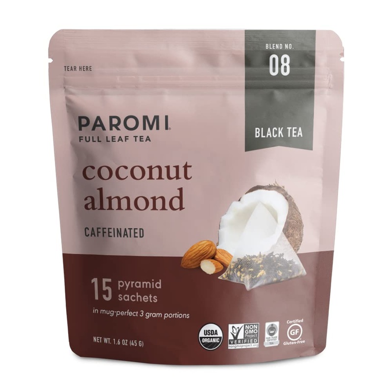 Paromi Coconut Almond Black Tea, Resealable Pouch, 15 Count