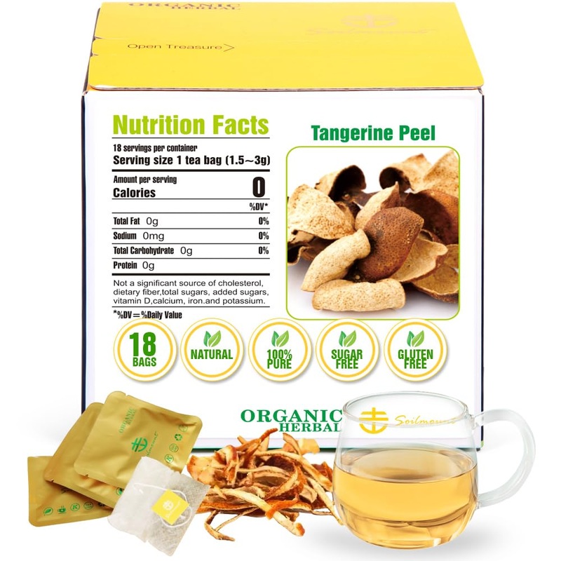 Soilmount Dried Tangerine Peel Tea | Chen Pi | Citrus Reticulata Herbal Infusion | 18 Tea Bags
