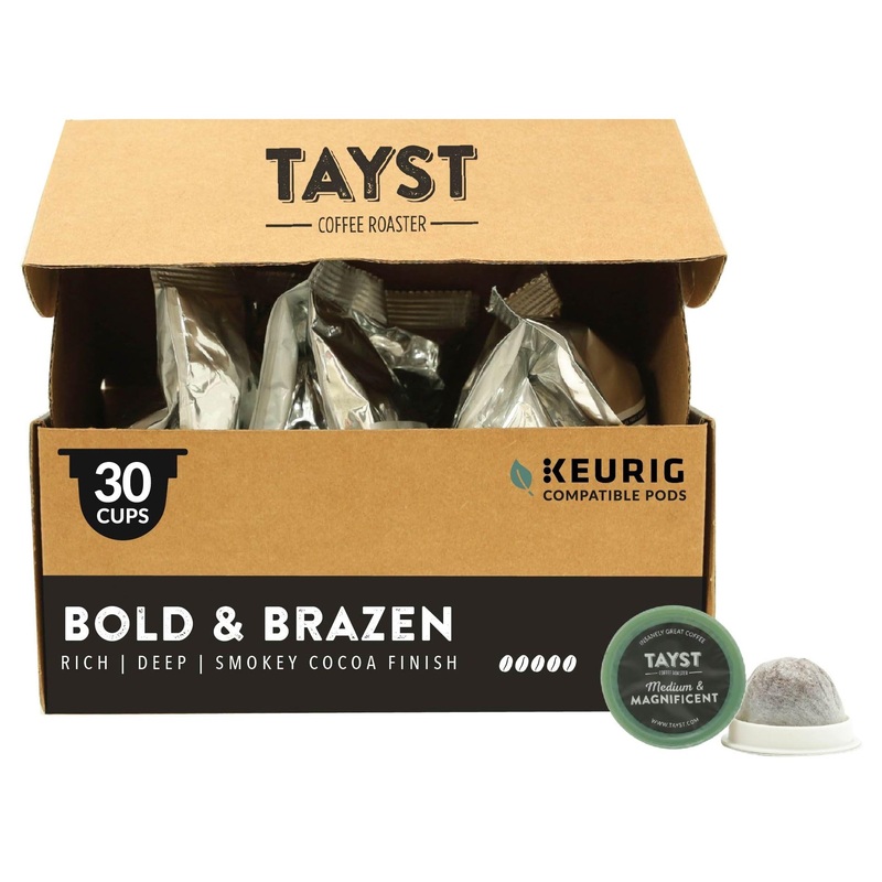 Tayst Coffee Pods, Bold & Brazen Dark Roast, K Cups Compatible With Keurig Coffee Maker, Sustainable Single Serve, Pack Of 30