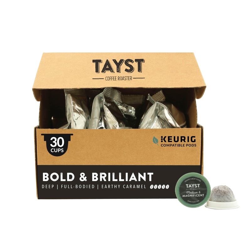 Tayst Coffee Pods, Bold & Brilliant Dark Roast, K Cups Compatible With Keurig Coffee Maker, Sustainable Single Serve, Pack Of 30