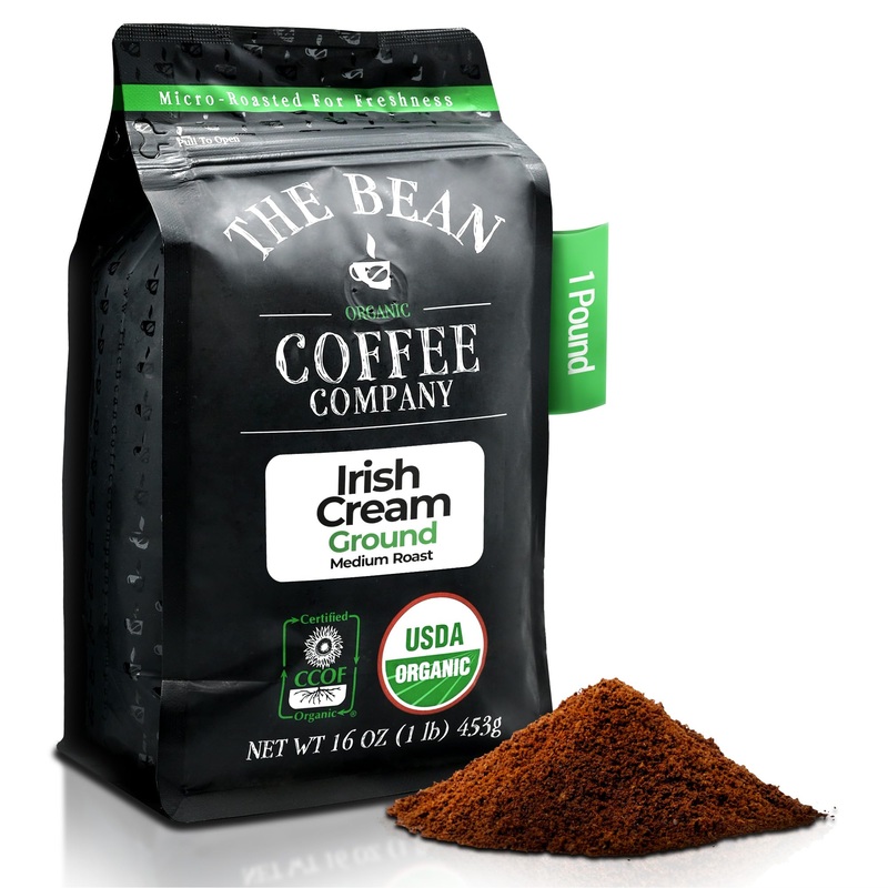 The Bean Organic Coffee Company Irish Cream, Medium Roast, Ground Coffee, 16-Ounce Bag, Caf   Molido Tostado Org  Nico