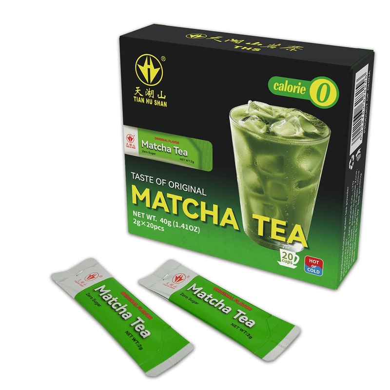Tian Hu Shan Matcha Green Tea Sticks, Portable Matcha Powder Unsweetened No Additives, Suger Free, Single Serve 20 Count