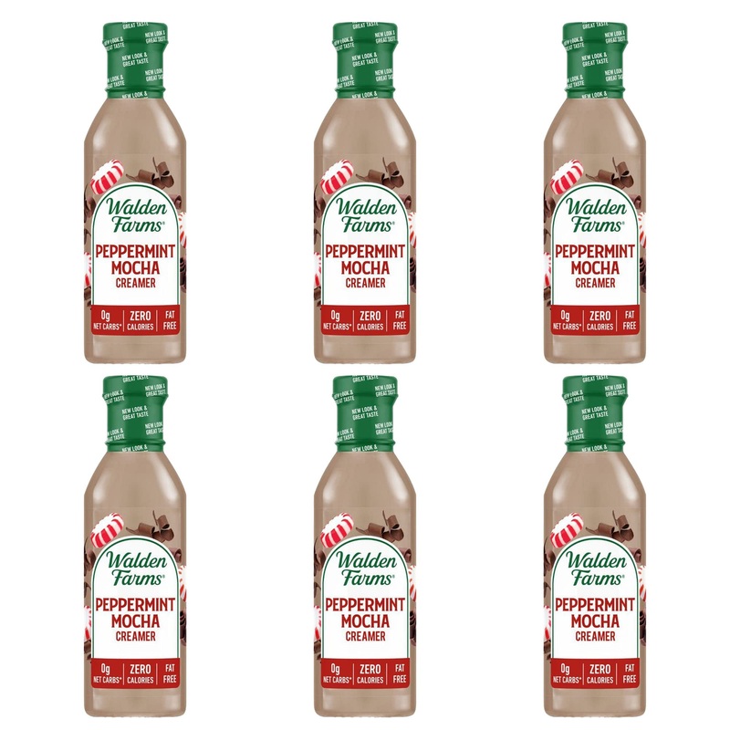 Walden Farms Peppermint Mocha Coffee Creamer, 12 Oz. Bottle, Fresh Flavored Non-Dairy Milk Substitute, Natural And Organic Liqui