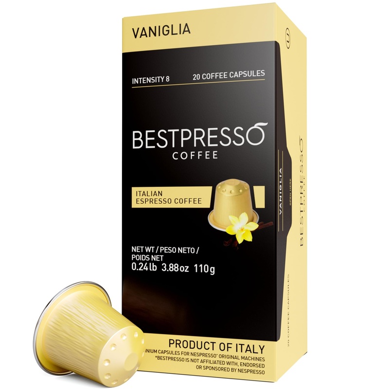 Bestpresso Coffee For Nespresso Original Machine 120 Pods Certified Genuine Espresso Flavored Pack Vanilla Pods Compatible With