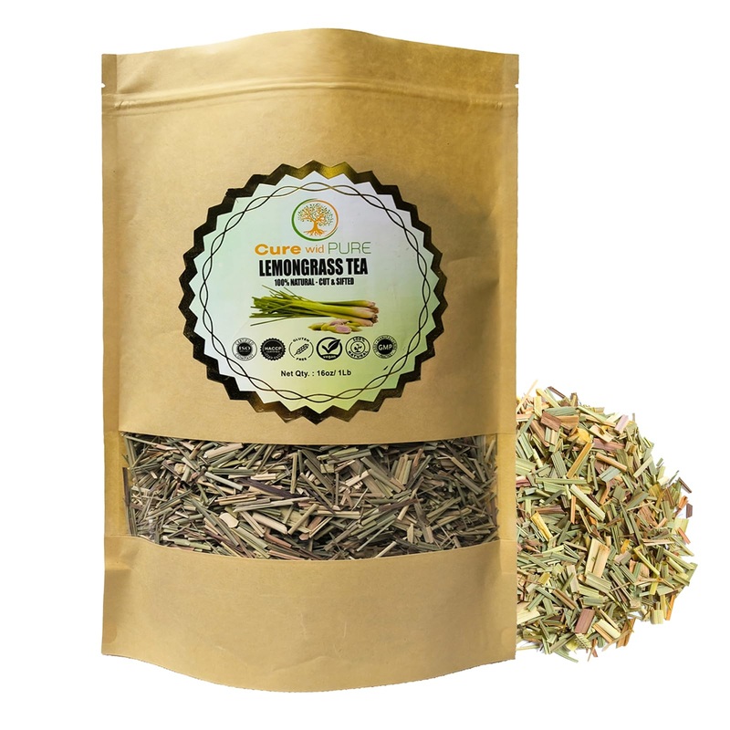 Cure Wid Pure Organic Dried Lemongrass - Cut & Sifted 1Lb In A Resealable Bag - Non-Gmo Lemon Grass For Tea, Cooking, Thai Cuisi