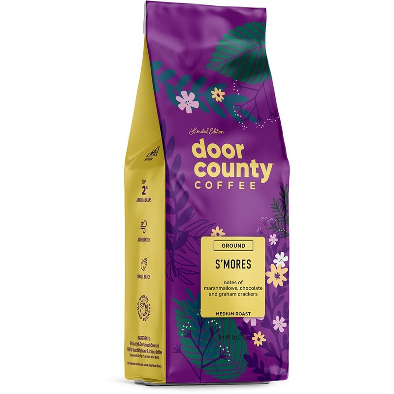 Door County Coffee Smores Flavored Coffee Ground | 8 Oz Bag | Spring-Summer Seasonal | Medium Roast | 100% Specialty Arabica | C