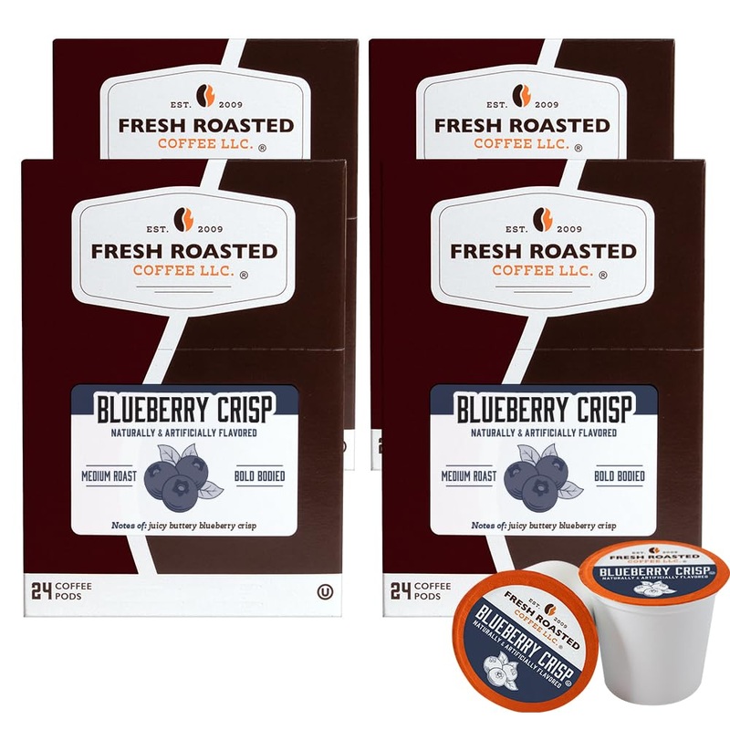 Fresh Roasted Coffee, Blueberry Crisp, Flavored Coffee Pods, 96 Count