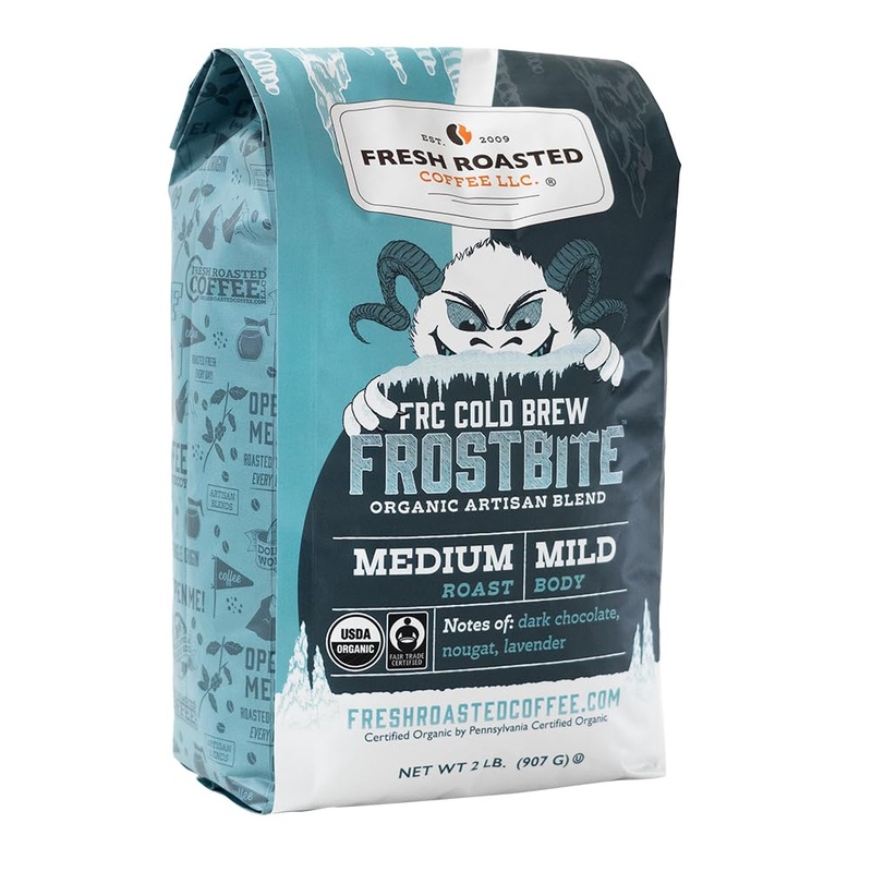Fresh Roasted Coffee, Organic Frostbite Cold Brew, 2 Lb (32 Oz), Medium Roast, Mold & Mycotoxin Tested Kosher, Coarse Grind