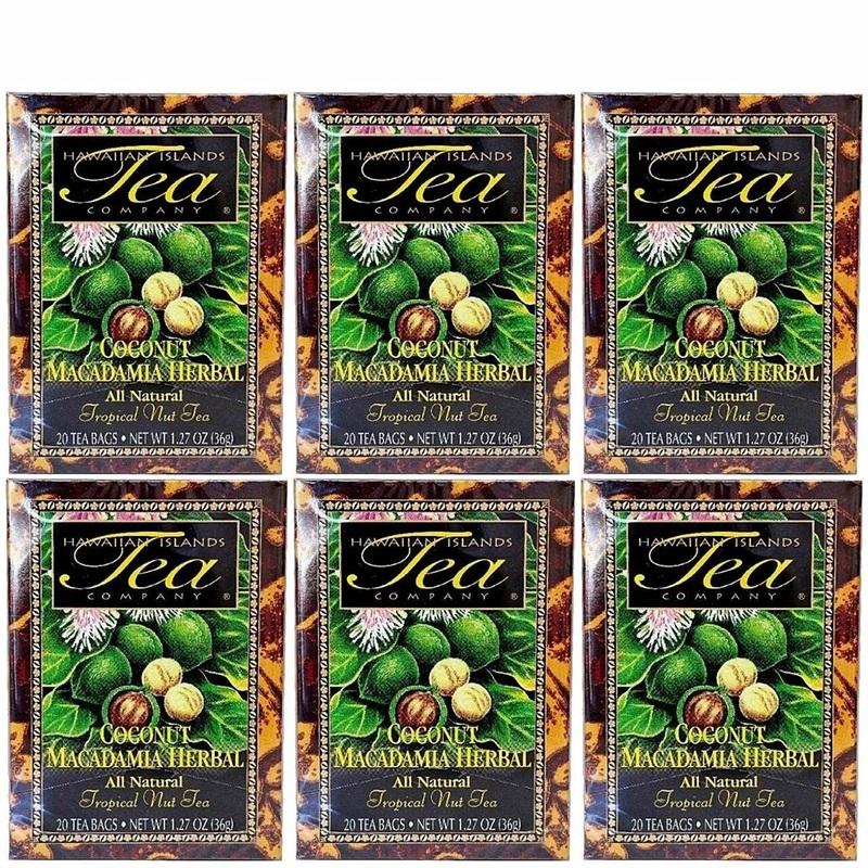 Hawaiian Islands Tea Company Coconut Macadamia Herbal Tea, All Natural - 120 Teabags (6 Boxes)