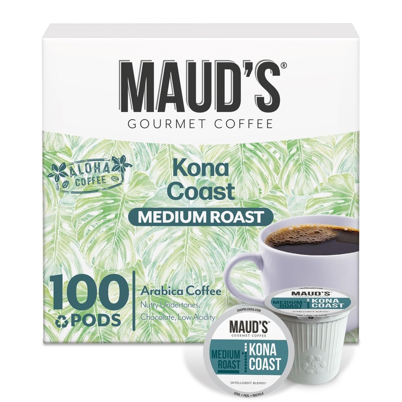 Maud'S Kona Coffee Pods, 100 Ct, Medium Roast Coffee In Recyclable Single Serve Pods - 100% Arabica Coffee, Compatible With Keur