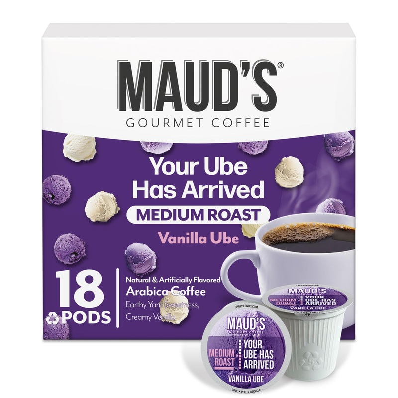 Maud'S Vanilla Ube Flavored Coffee Pods, 18 Ct, Medium Roast Flavored Coffee In Recyclable Single Serve Pods - 100% Arabica Bean