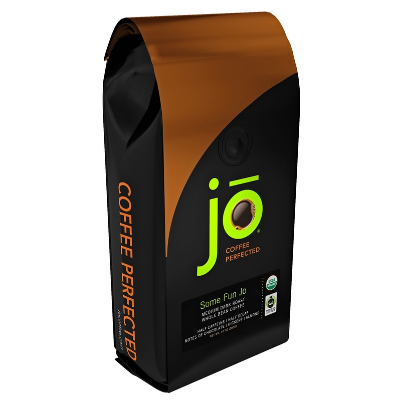 Some Fun Jo: 10 Oz, Organic Half Caff Coffee, Whole Bean, 50/50 Regular/Decaf, Medium Dark Roast, Rich Tasting Notes, Usda Organ