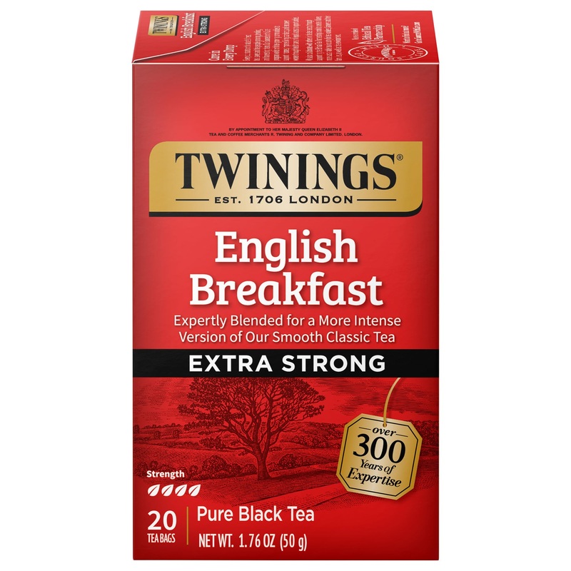 Twinings Extra Bold English Breakfast Black Tea Individually Wrapped Bags, 20 Count (Pack Of 1), 20 Teabags Per Box, Robust, Caf