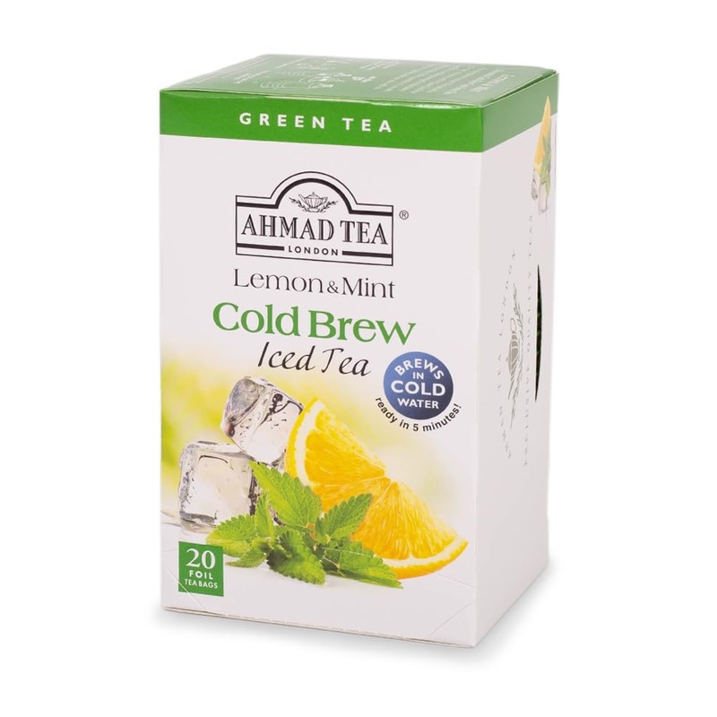 Ahmad Tea Green Tea, Cold Brew Lemon And Mint Teabags, Iced Tea, 20 Ct (Pack Of 1) - Caffeinated And Sugar-Free