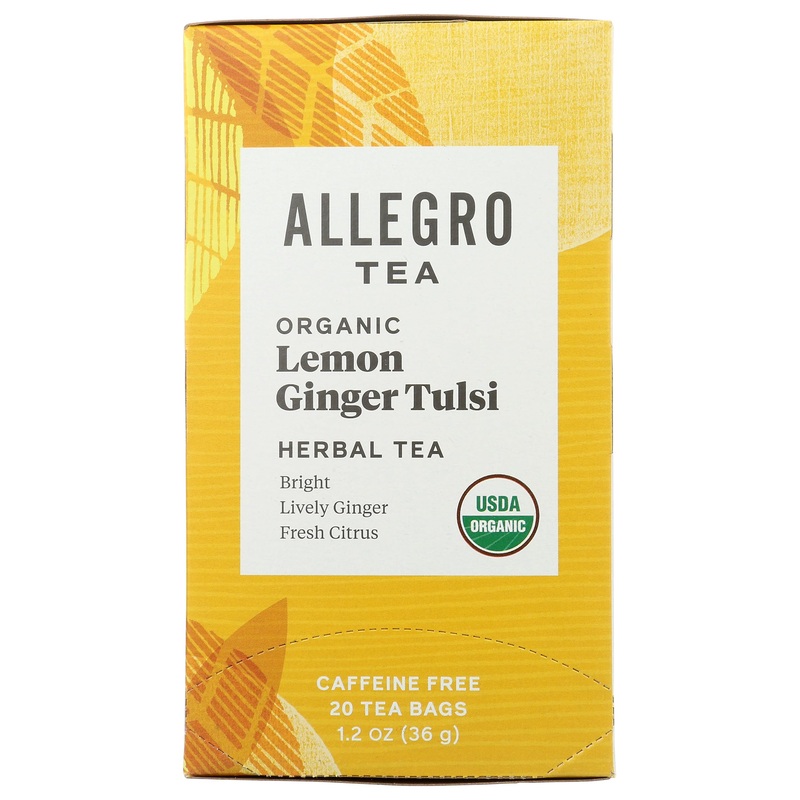 Allegro Tea, Organic Lemon Ginger Tulsi Tea Bags, 20 Ct