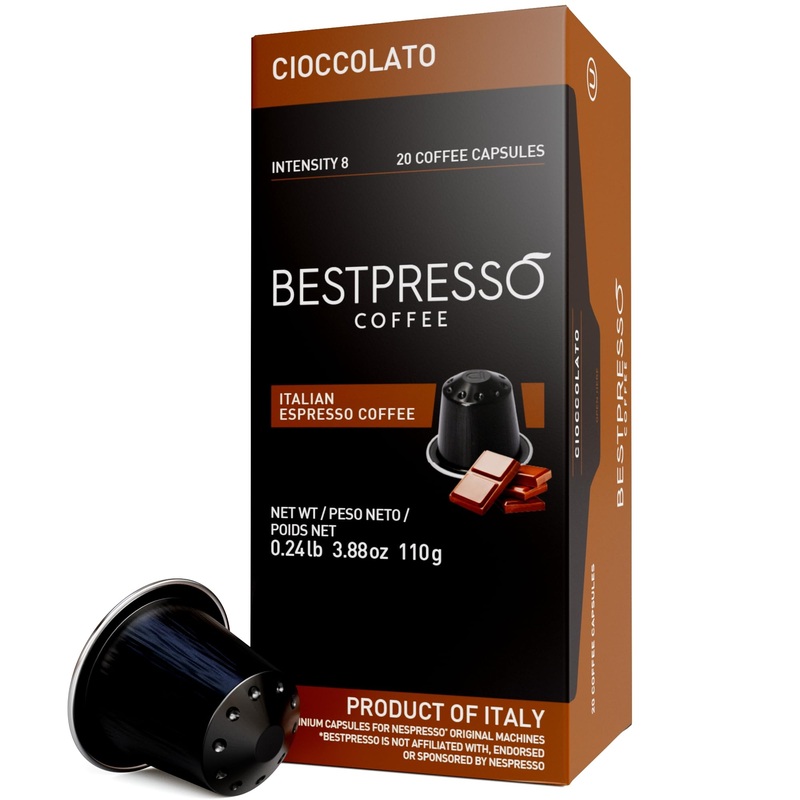 Bestpresso Coffee For Nespresso Original Machine 120 Pods Certified Genuine Espresso Chocolate Blend (Medium Intensity) Pods Com