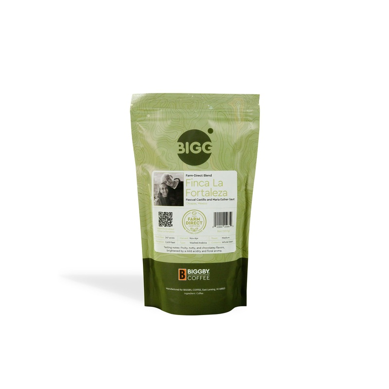 Biggby La Fortaleza Whole Bean Coffee,100% Farm-Direct, 8Oz Bag, Medium Roasted