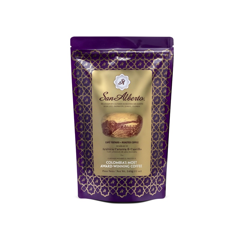 CAF SAN ALBERTO Medium Roast Ground Coffee - 12 oz Colombian Arabica with Caramel & Dark Chocolate Notes - Specialty Coffee