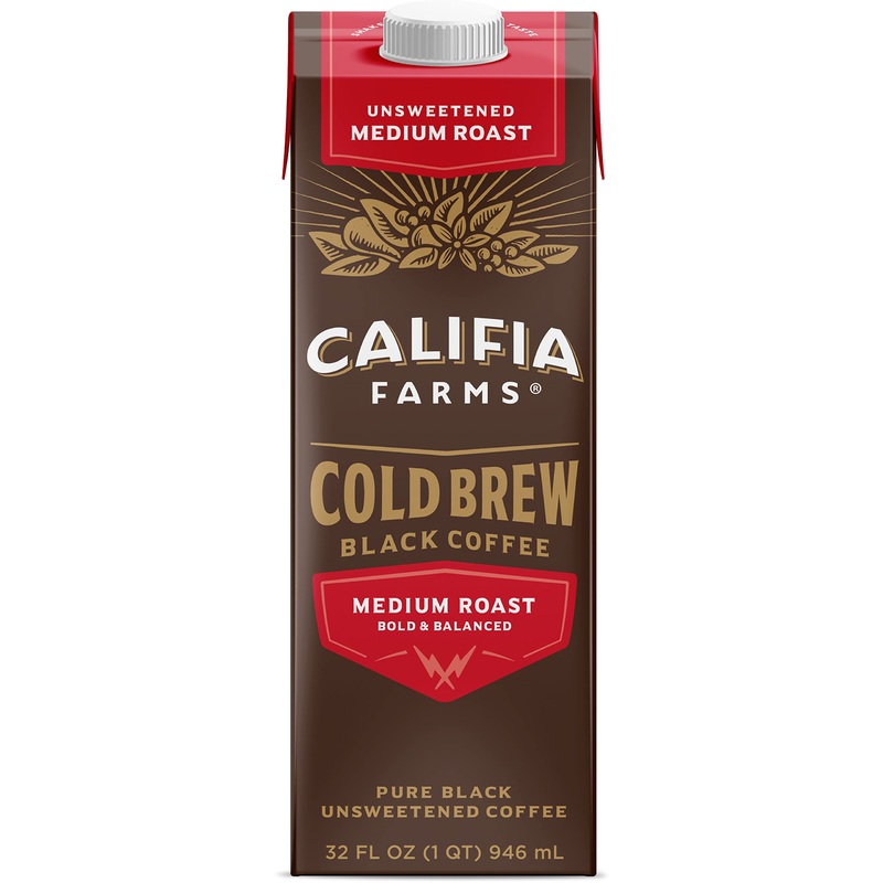 Califia Farms -Unsweetened Cold Brew Coffee | 32 Oz | Dairy Free | Gluten Free | Plant Based | Non-Gmo