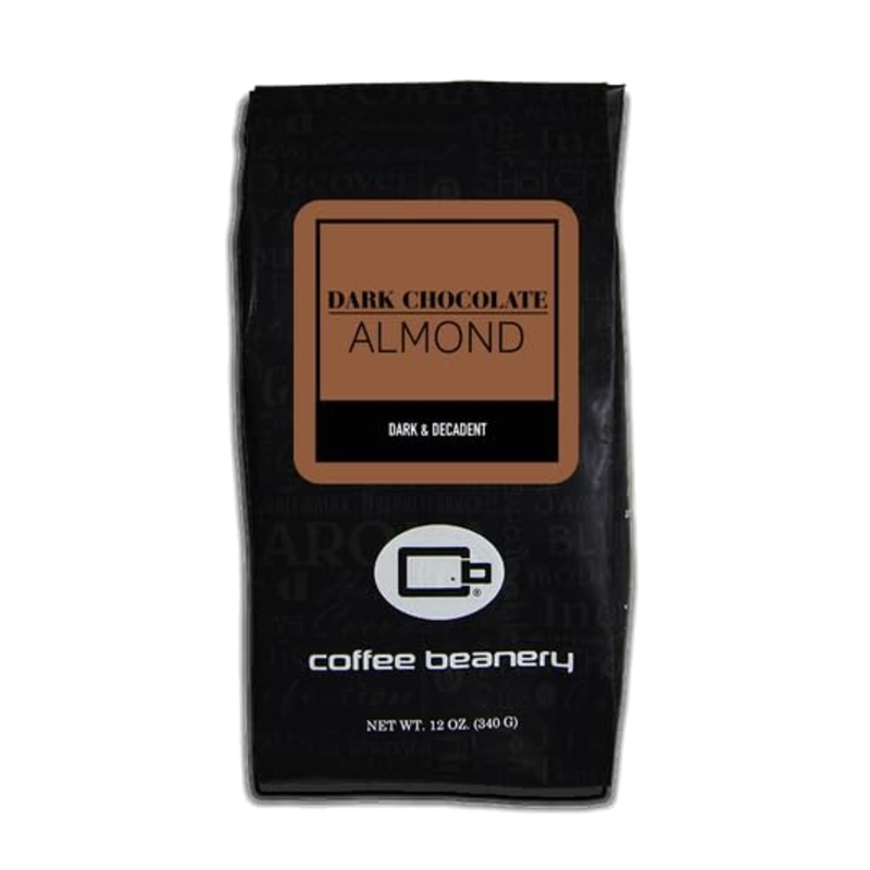 Dark Chocolate Almond Flavored Coffee, Specialty Arabica Coffee, Medium Roast, 12 Ounce, Whole Bean