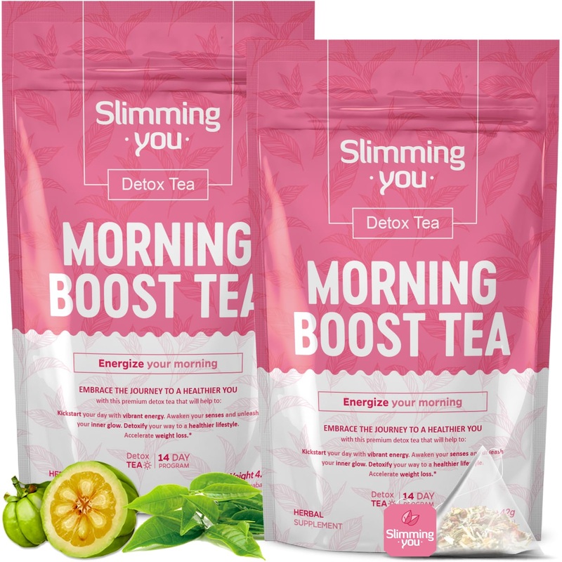 Detox Tea Morning Boost Tea (2 Pack), All Natural Herbal Tea For Detox And Colon Cleanse, Non-Gmo, Vegan (28 Tea Bags Total)