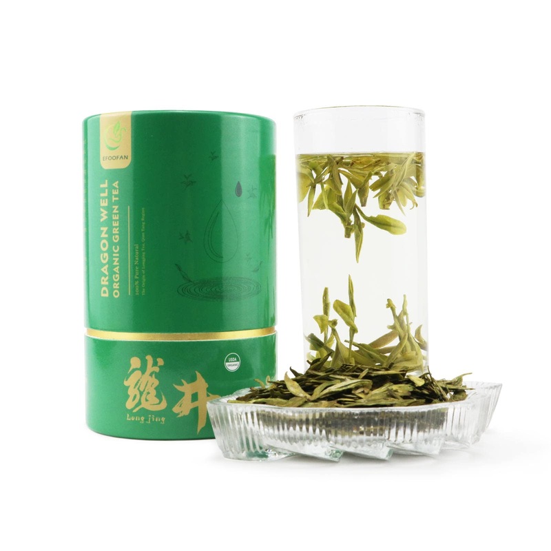 Efoofan Usda Certified Organic Longjing Green Tea Loose Leaf, 3Oz, Buds Leaves Hand-Picked, Authentic Chinese Dragonwell Tea Ori
