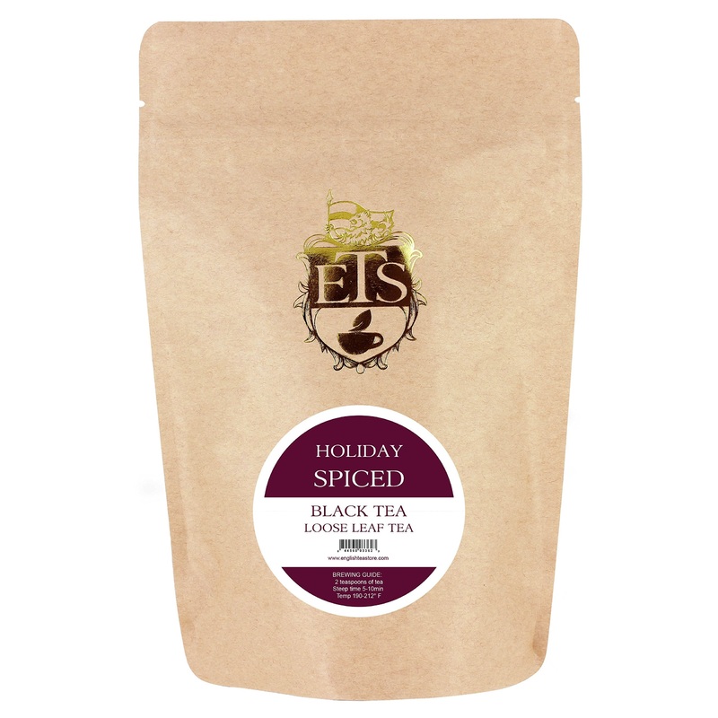 English Tea Store Loose Leaf, Holiday Spiced Flavored Black Tea Pouches, 4 Ounce