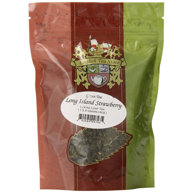 English Tea Store Loose Leaf, Long Island Strawberry Green Tea Pouches - 4Oz, 4 Ounce