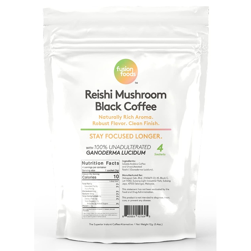 Fusion Foods Reishi Mushroom Black Coffee By Fushion Foods | Stay Focus Longer, Zero Jitters & Immune Support With All Natural U