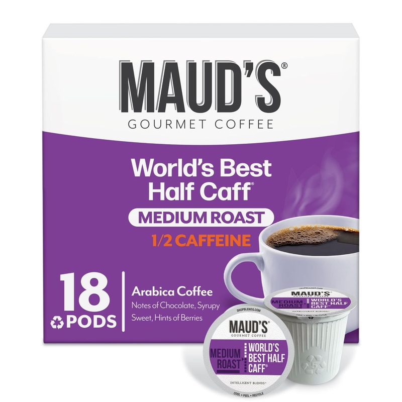 Maud'S Half Caff Coffee Pods, 18 Ct, Medium Roast Coffee In Recyclable Single Serve Pods - 100% Arabica Coffee, Compatible With