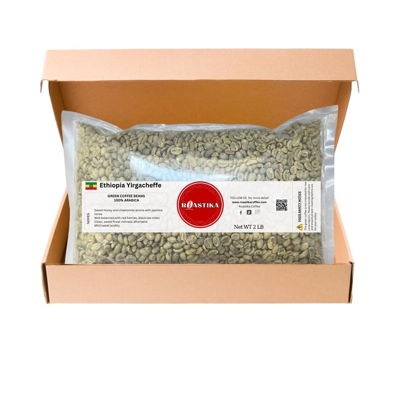 Roastika - Ethiopia Yirgacheffe - Premium Green Coffee Bean - Unroasted Coffee Bean - 2Lb