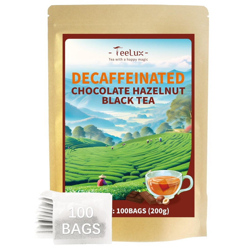 Teelux Decaf Chocolate Hazelnut Black Tea, Decaffeinated Black Tea Flavored With Natural Chocolate & Hazelnut, Smooth & Full-Bod
