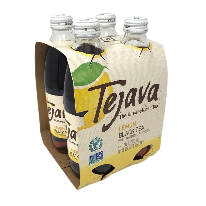Tejava Lemon Black Iced Tea, 4 Pack, 12Oz Glass Bottles, Unsweetened, Non-Gmo, Kosher, No Sugar Or Sweeteners, No Calories, No P