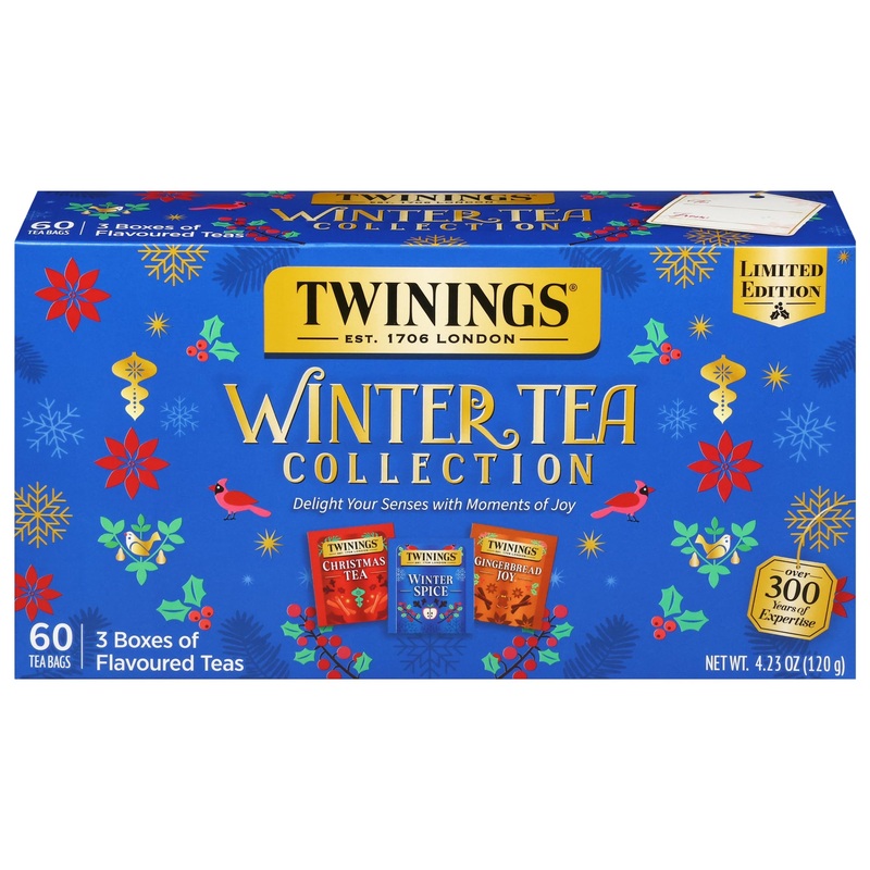 Twinings Winter Tea Collection, Limited Edition Holiday Gift Box, 20 Count (Pack Of 3), Includes Christmas Tea, Winter Spice, An
