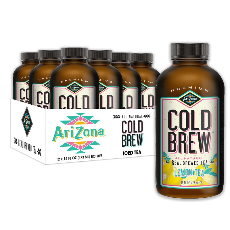 Arizona Cold Brew Lemon Tea - Premium Cold Brew Iced Tea With Cane Sugar (Pack Of 12)