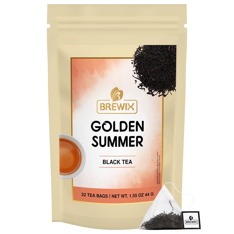 Brewix, Darjeeling Golden Summer Tea From Himalayas (22 Pyramid Tea Bags) | High Grown In The Himalayas | Long Leaf Tea, Packed