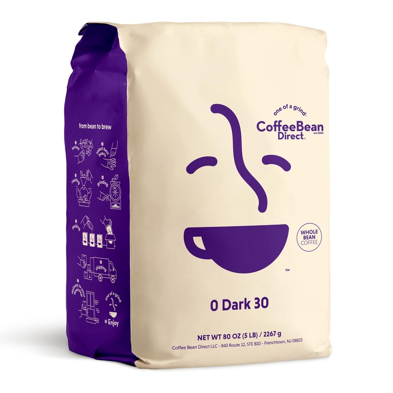 Coffee Bean Direct 0 Dark 30 Blend, Whole Bean Coffee, Mixed Roast Level, 5 Pound Bag (Pack Of 1)