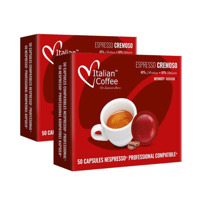 DELICITALY Italian Coffee Pods for Nespresso PRO Machines - 100 Count Cremoso, Compatible with Zenius, Gemini, Momento, Not Vertuo