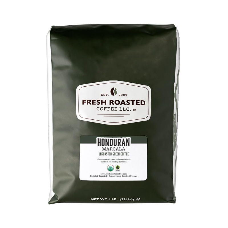 Fresh Roasted Coffee, Unroasted Organic Honduran Marcala, Fair Trade Kosher, 5 Pound