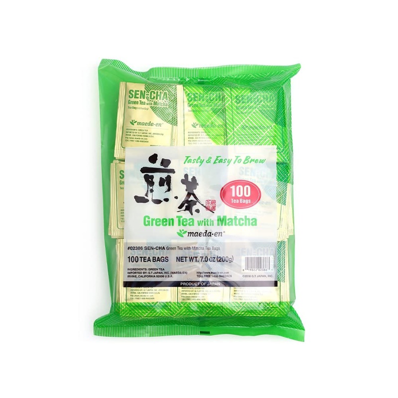 Maeda-En Sen-Cha With Matcha Green 100 Tea Bags Powder Japanese Origin Green Tea Leaves Individually Wrapped Teabags 02386 1Pk
