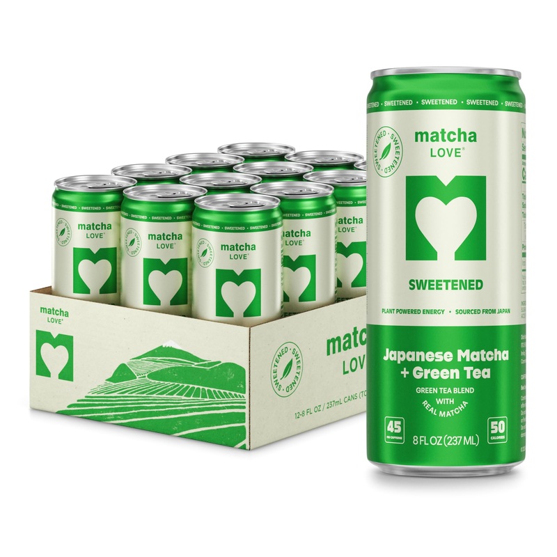 Matcha Love Matcha + Green Tea, Sweetened, 8 Ounce (Pack Of 12)