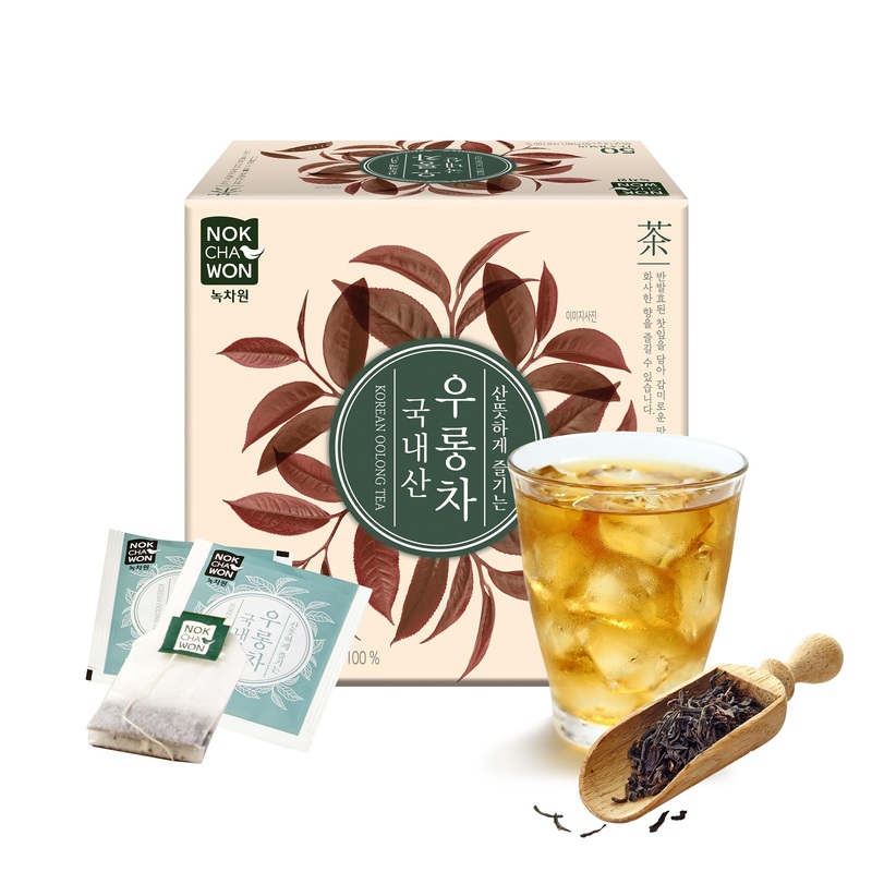 [Nokchawon] Oolong Tea, Premium Pure Tea, Semi-Fermented Tea From Korea, 50 Count Tea Bags, 2.1Oz(60G)