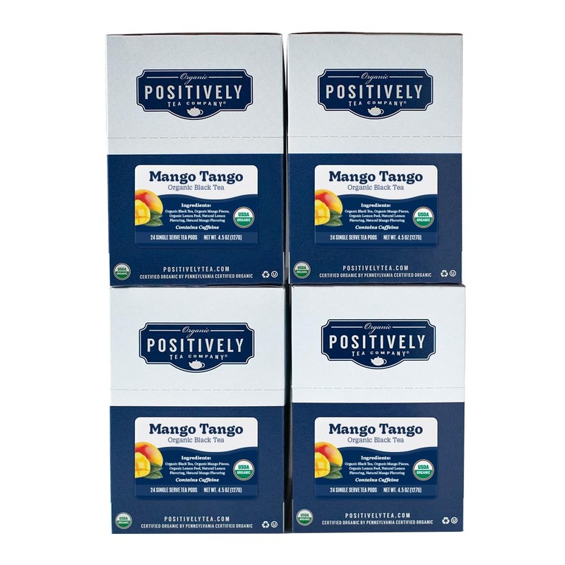 Organic Positively Tea Company, Mango Tango Black Tea, K-Cup Compatible, 96 Pods