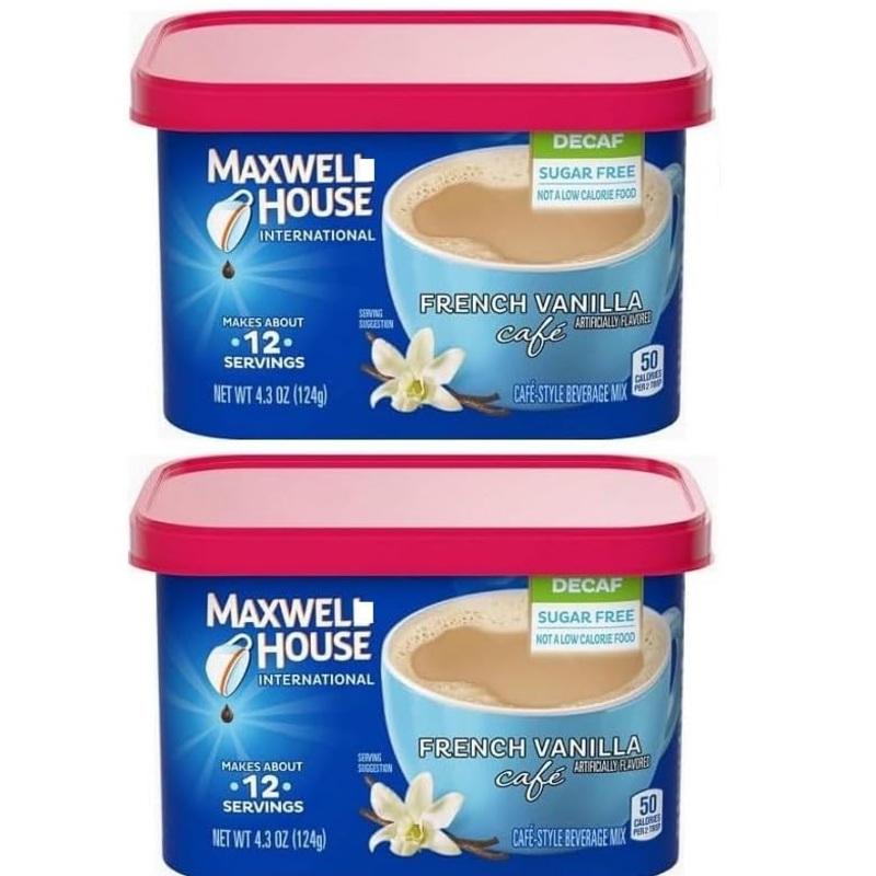 (Pack Of 2) House International Sugar-Free French Vanilla (Decaf) Instant Coffee Beverage Mix, 4.3 Oz. Canisters