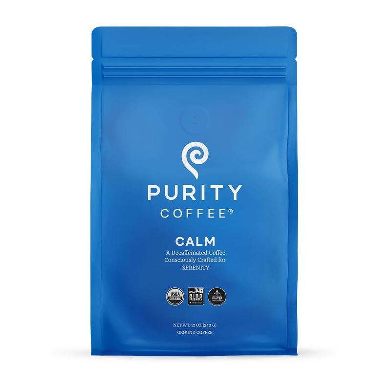 Purity Coffee Calm Decaf Ground Coffee - Natural Water Decaffeinated Coffee - Usda Organic And Third-Party Tested For Antioxidan