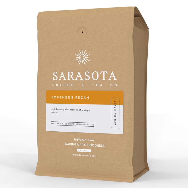 Sarasota Coffee Whole Bean Southern Texas Butter Pecan | Medium Roast Gourmet Flavored Coffee Beans | Low Acid, Mold Free, Speci
